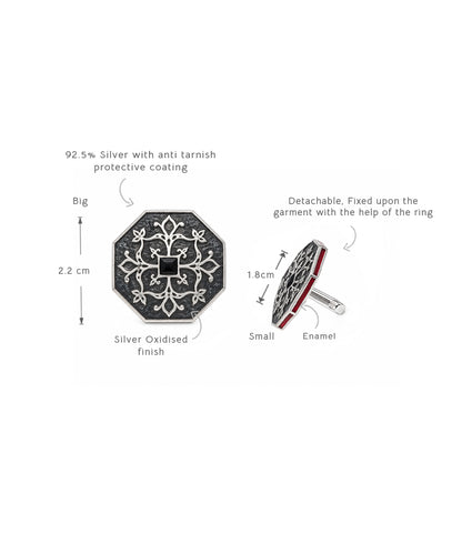 Goonj Sherwani Buttons - Silver Oxide Finish