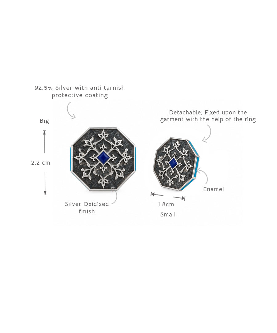 Goonj Sherwani Buttons - Silver Oxide Finish