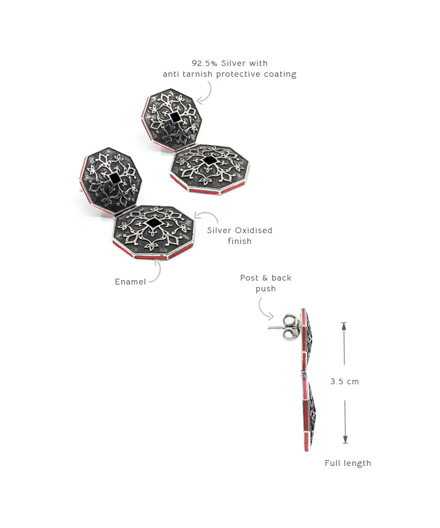 Goonj Surlio Earrings - Silver Oxide Finish