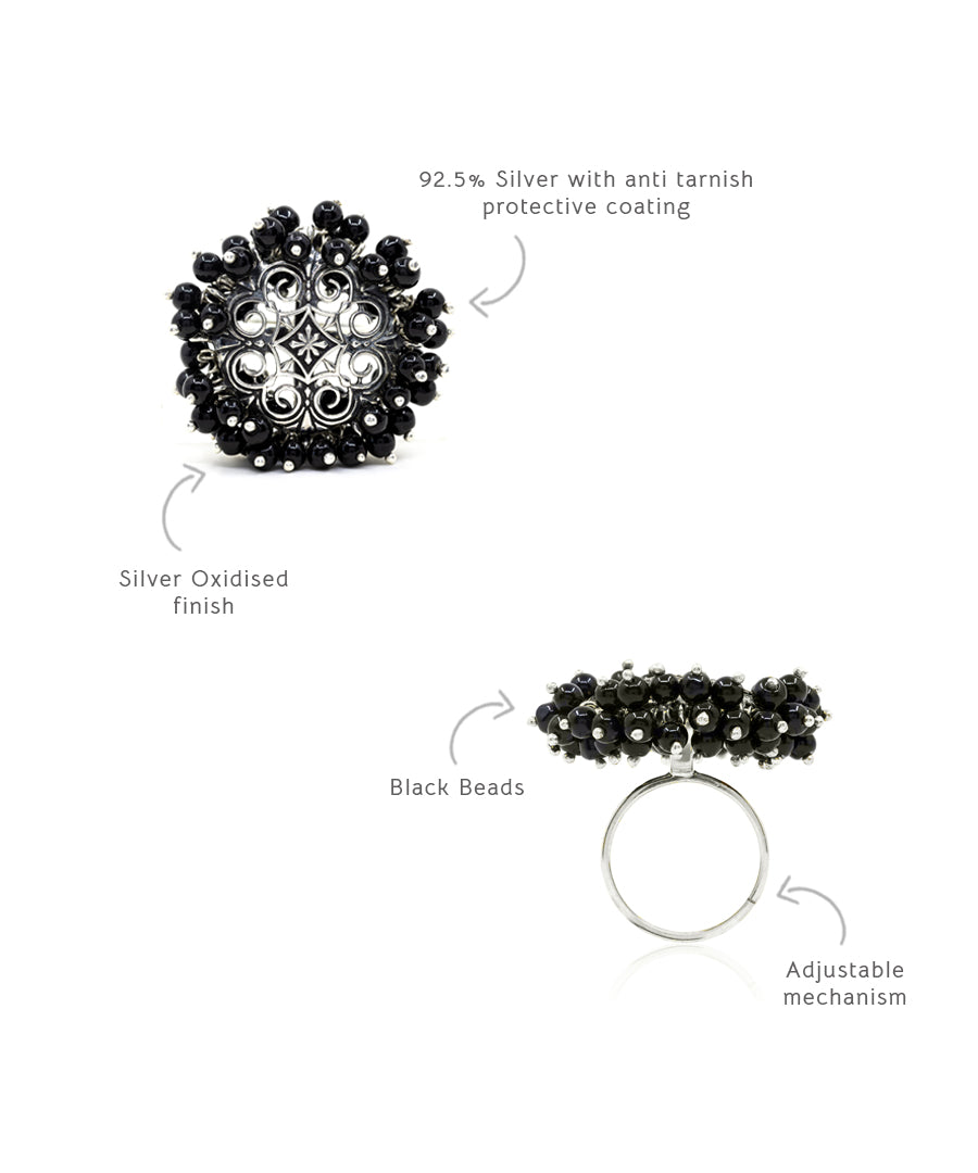 Thar Manjari Ring - Silver Oxide Finish