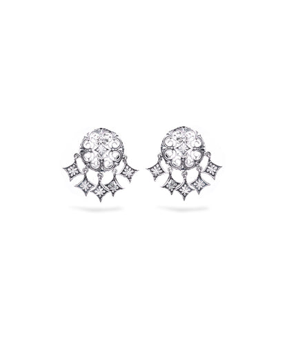 Thar Dhora Stud Earrings - Silver Oxide Finish