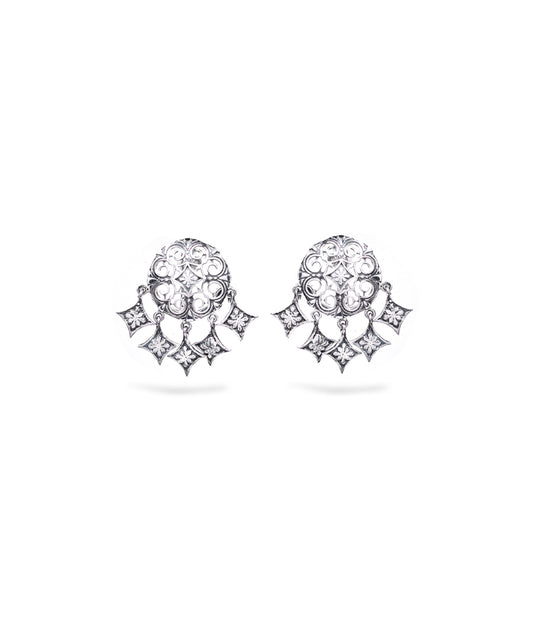 Thar Dhora Stud Earrings - Silver Oxide Finish