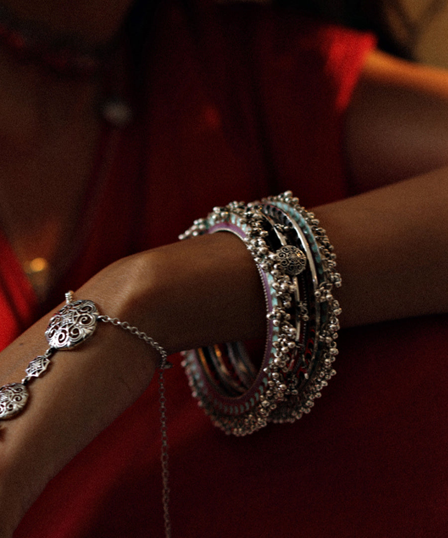 Thar Ghungroo Bangle - Silver Oxide Finish