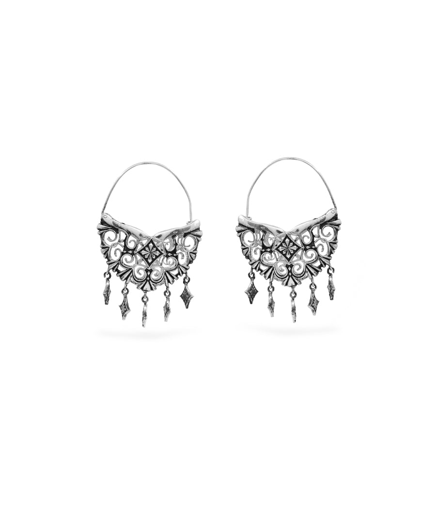 Thar Hoop Earrings - Siver Oxide Finish