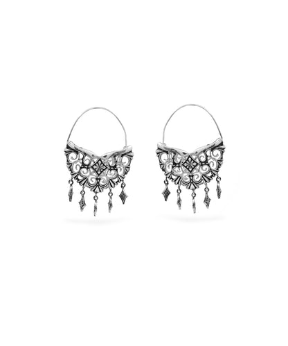 Thar Hoop Earrings - Siver Oxide Finish
