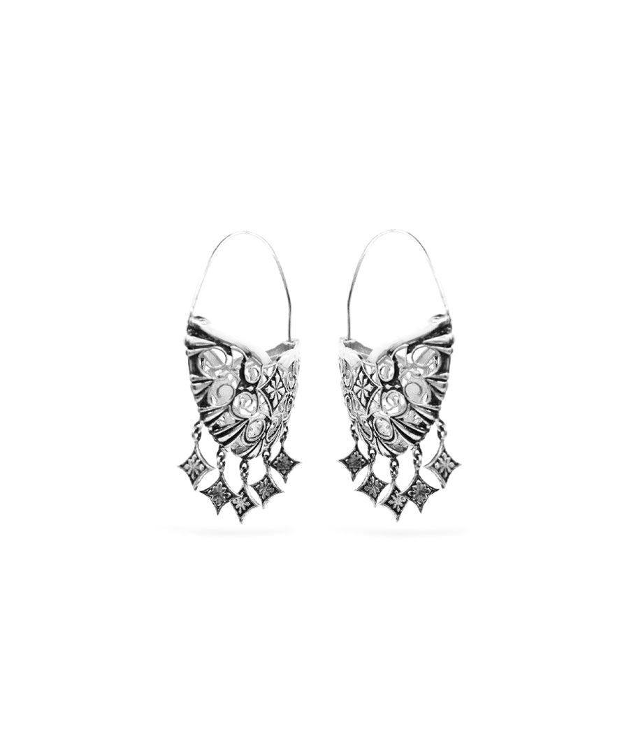Thar Hoop Earrings - Siver Oxide Finish