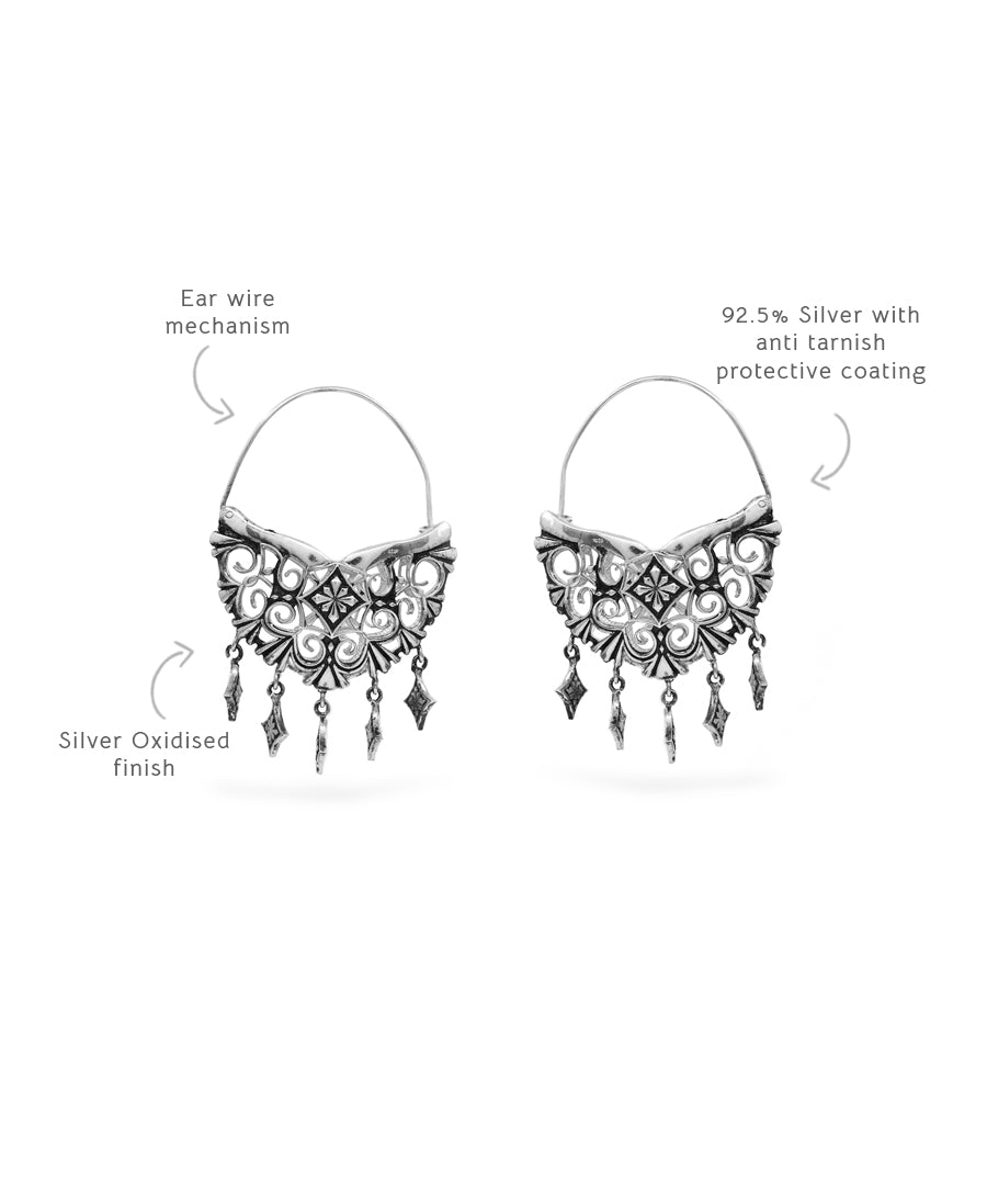 Thar Hoop Earrings - Siver Oxide Finish