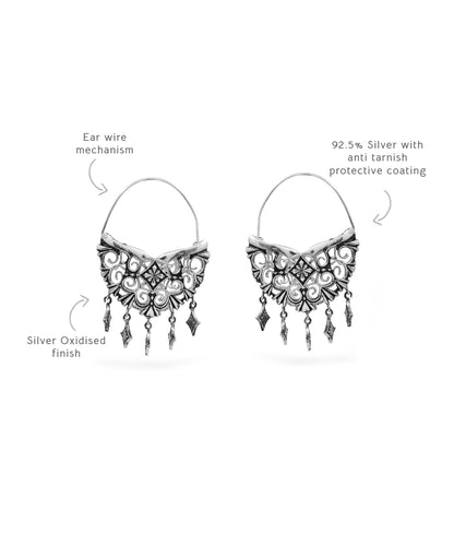 Thar Hoop Earrings - Siver Oxide Finish