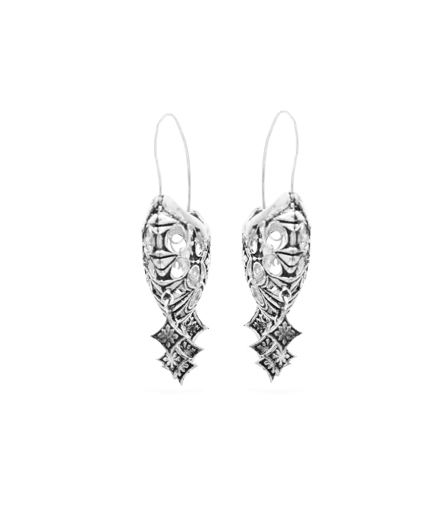 Thar Hoop Earrings - Siver Oxide Finish