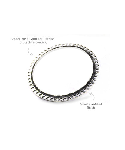 Tesu bangadi designed bangles in oxidised finish, handcrafted in silver with anti-tarnish coating.