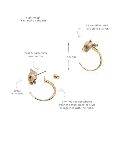 Rose gold Untamed Panther Detachable Hoop Earrings