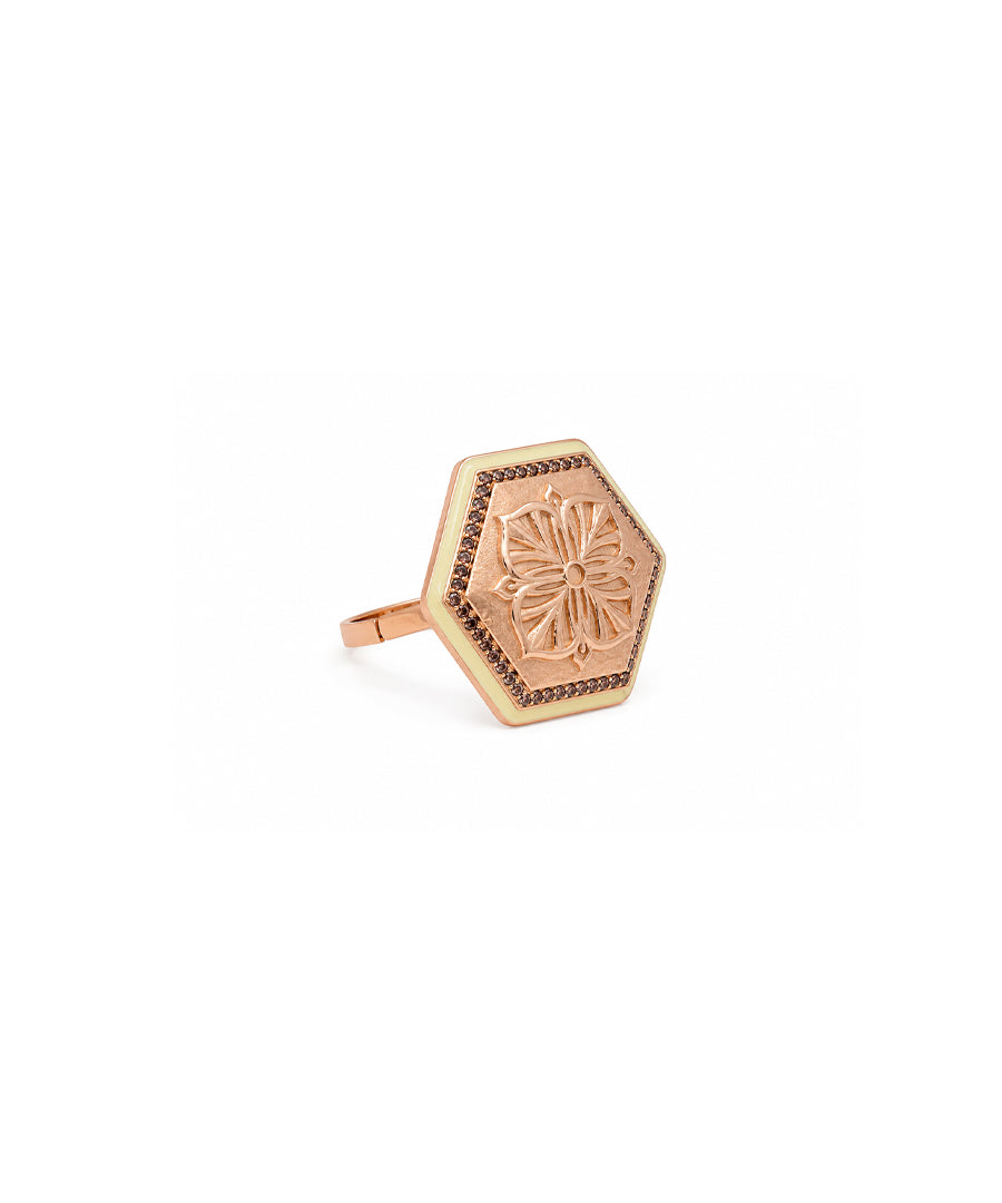 Rosegold Brown Zircon Magnolia Ring