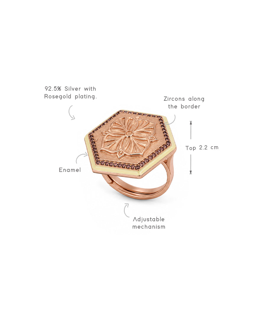 Rosegold Brown Zircon Magnolia Ring