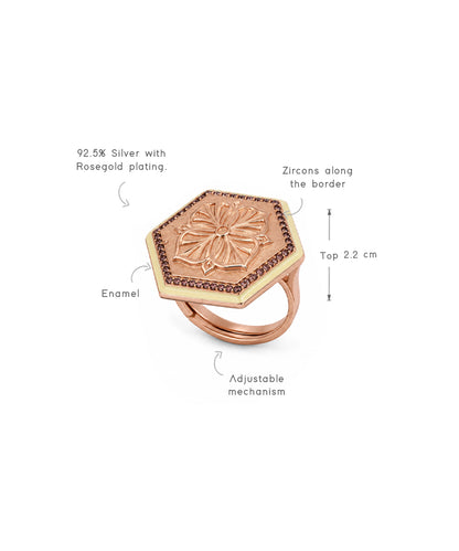 Rosegold Brown Zircon Magnolia Ring