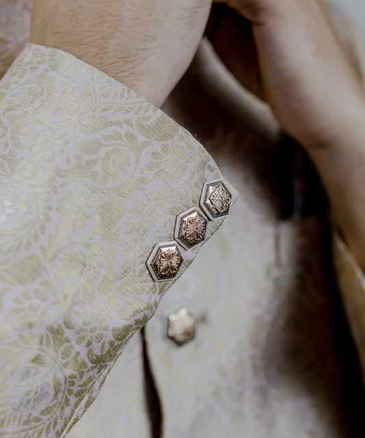 Rosegold Brown Zircon Magnolia Sherwani Buttons