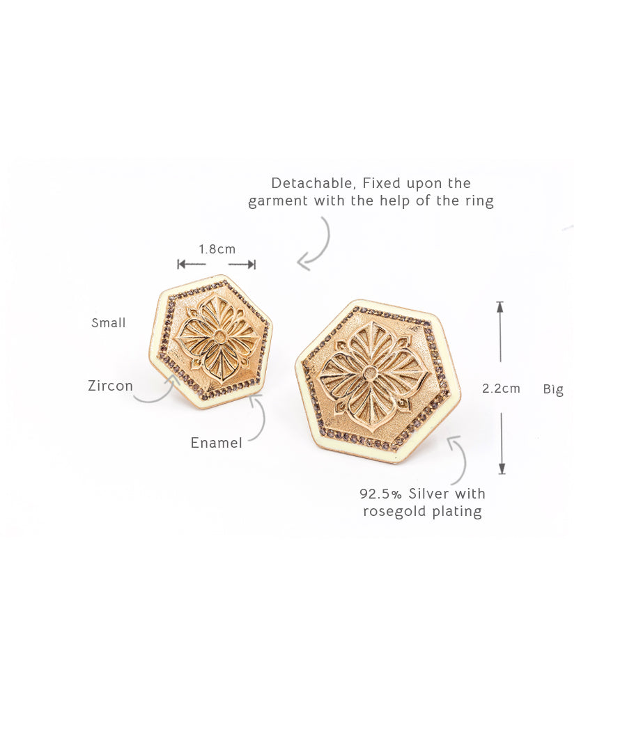 Rosegold Brown Zircon Magnolia Sherwani Buttons