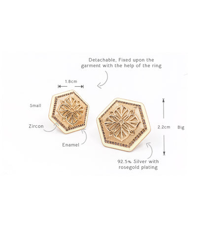 Rosegold Brown Zircon Magnolia Sherwani Buttons