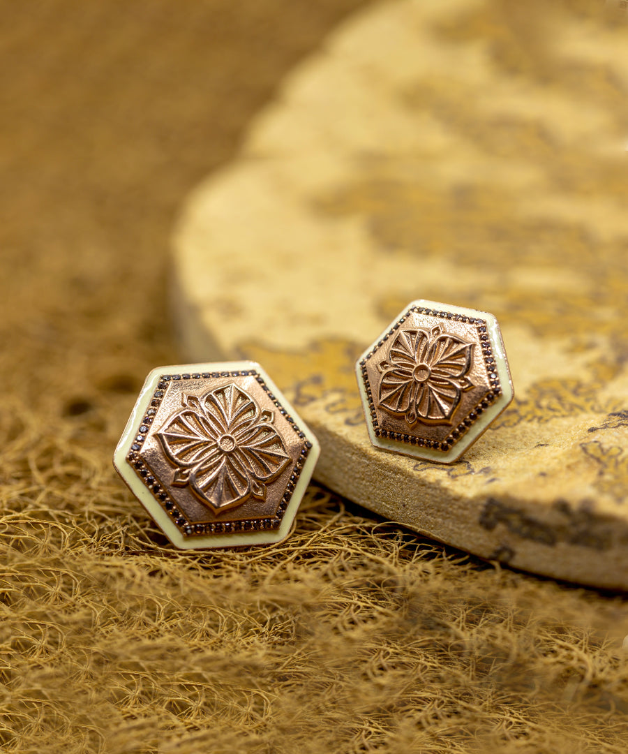 Rosegold Brown Zircon Magnolia Sherwani Buttons