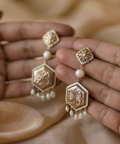 Rosegold Brown Zircon Magnolia Long Earrings