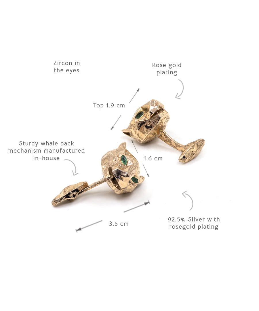 Rosegold Untamed Panther Cufflinks