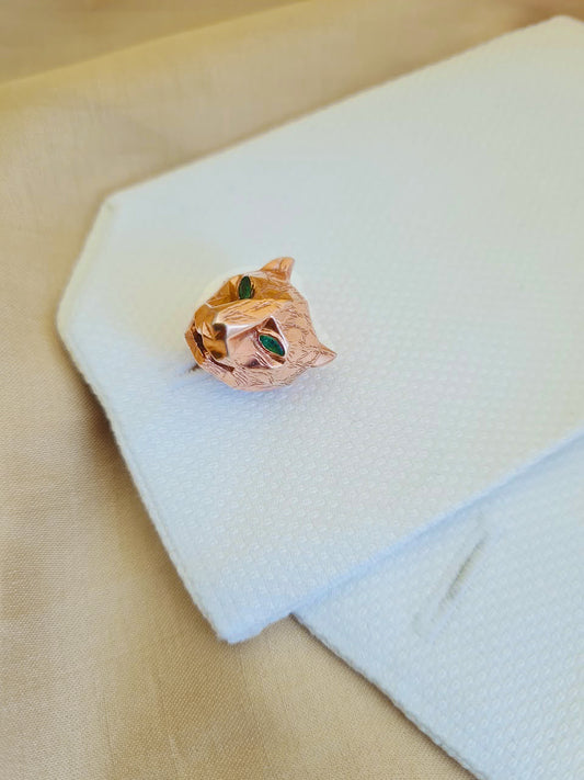 Luxury panther cufflinks with intricate detailing in sterling silver