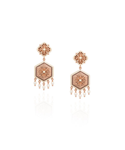 Rosegold Brown Zircon Magnolia Small Earrings — Dangle