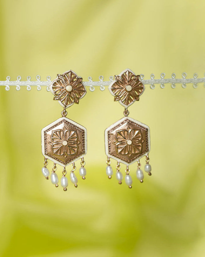 Rosegold Brown Zircon Magnolia Small Earrings — Dangle