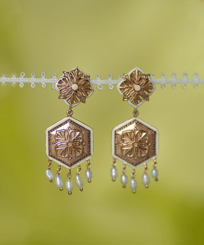 Rosegold Brown Zircon Magnolia Small Earrings — Dangle