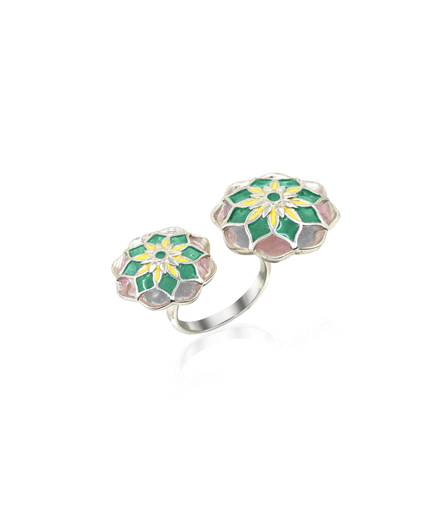 Gul Askim Ring - Green Meenakari