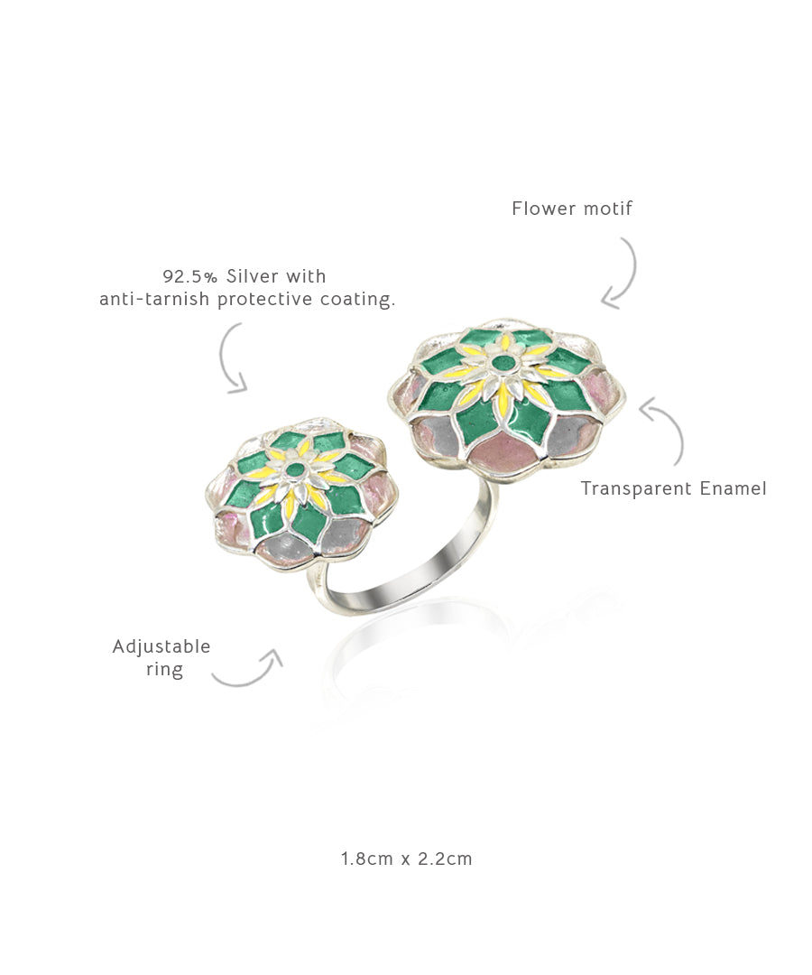Gul Askim Ring - Green Meenakari