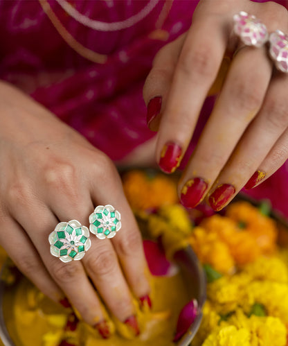 Gul Askim Ring - Green Meenakari