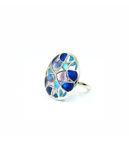 Aqua Blue Kaleidoscope Ring