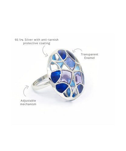 Aqua Blue Kaleidoscope Ring