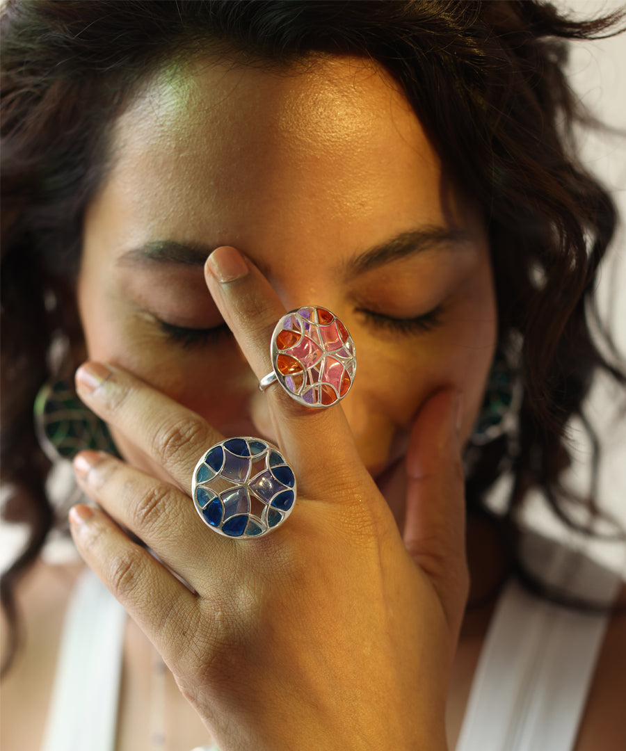 Rust Pink Kaleidoscope Ring