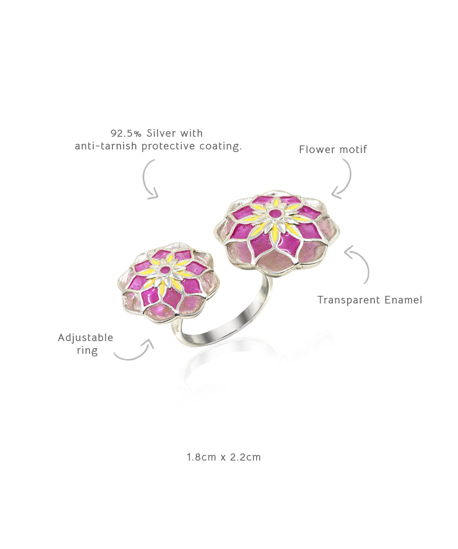 Gul Askim Ring - Pink Meenakari
