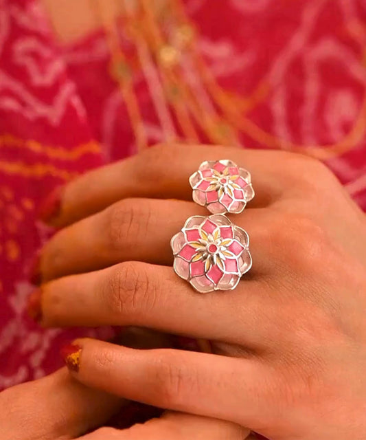 Gul Askim Ring - Pink Meenakari