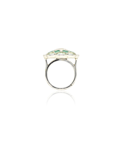 Gul Azizi Ring - Green Meenakari
