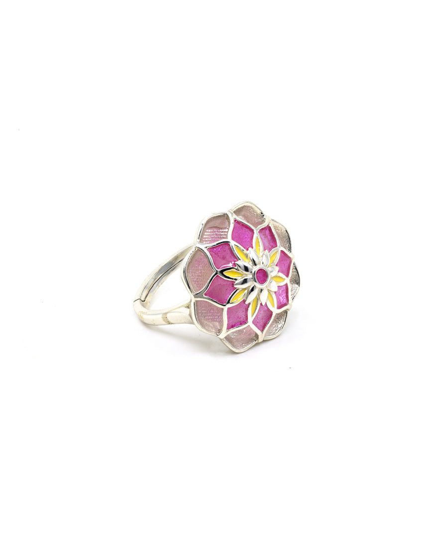 Gul Azizi Ring - Pink Meenakari