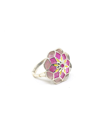 Gul Azizi Ring - Pink Meenakari