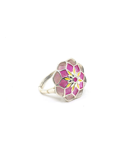 Gul Azizi Ring - Pink Meenakari