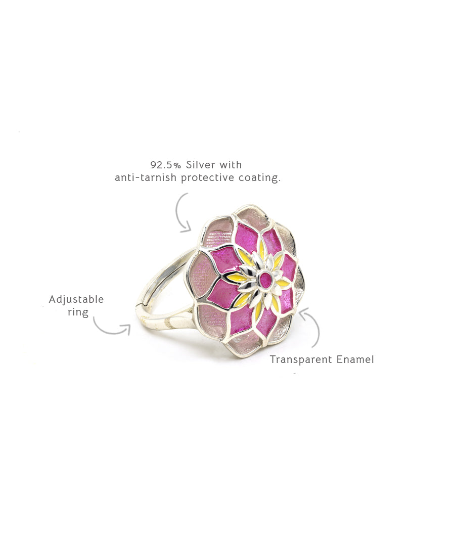 Gul Azizi Ring - Pink Meenakari