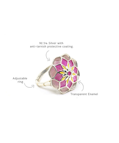 Gul Azizi Ring - Pink Meenakari