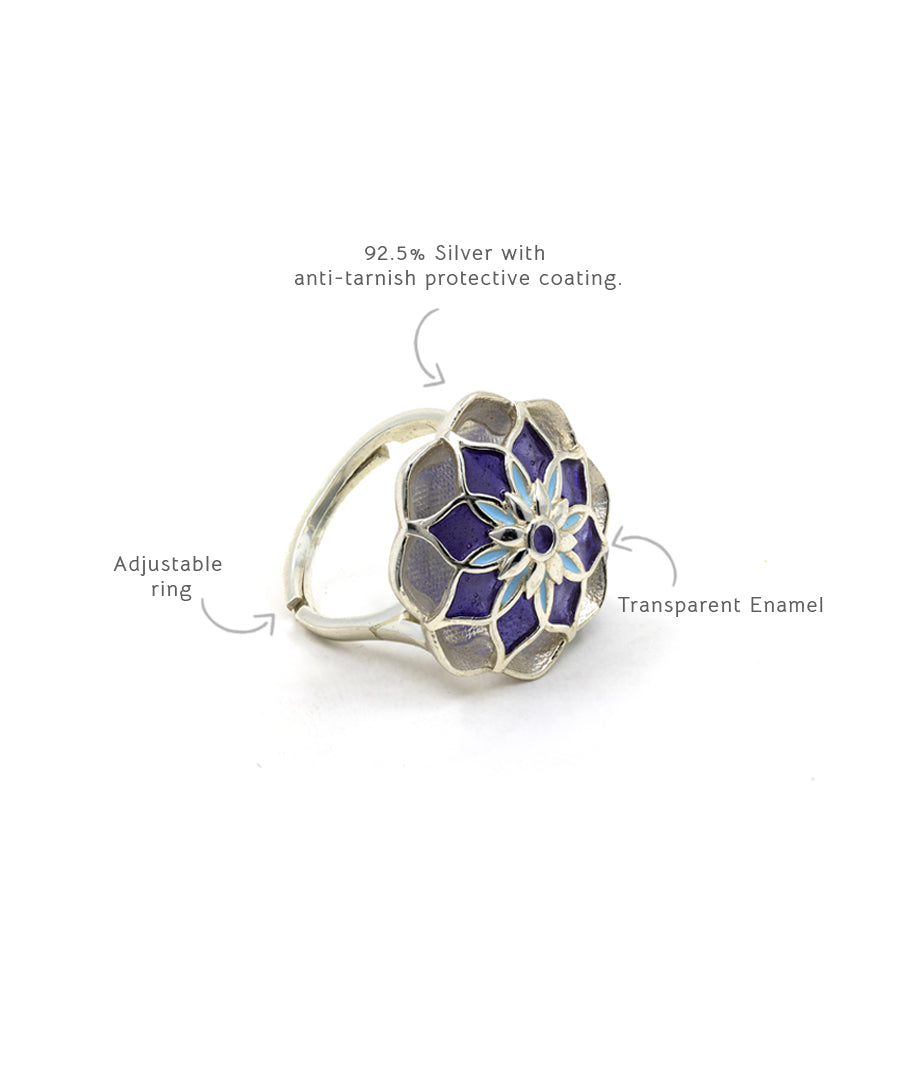 Gul Azizi Ring - Purple Meenakari
