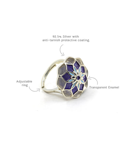 Gul Azizi Ring - Purple Meenakari