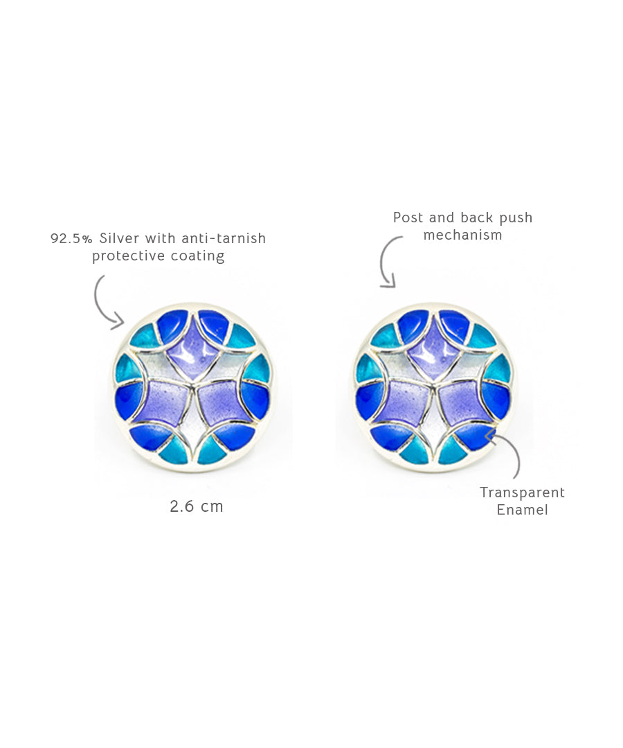 Aqua Blue Kaleidoscope Small Stud Earrings