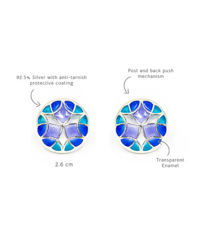 Aqua Blue Kaleidoscope Small Stud Earrings