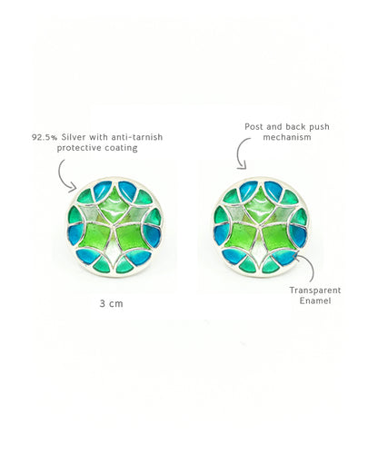 Specifications of Green Blue colored Silver Stud Earrings, from Kaleidoscope collection by Manner India.