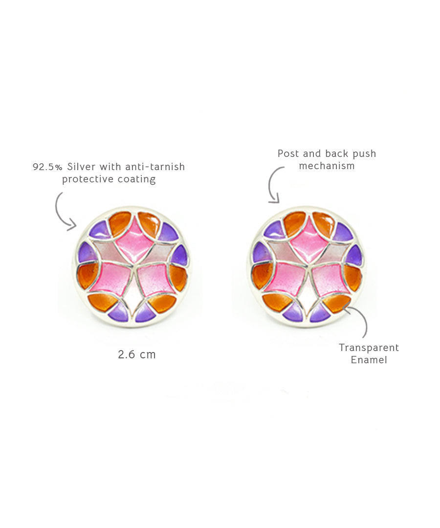 Rust Pink Kaleidoscope Small Stud Earrings
