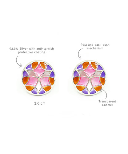 Rust Pink Kaleidoscope Small Stud Earrings