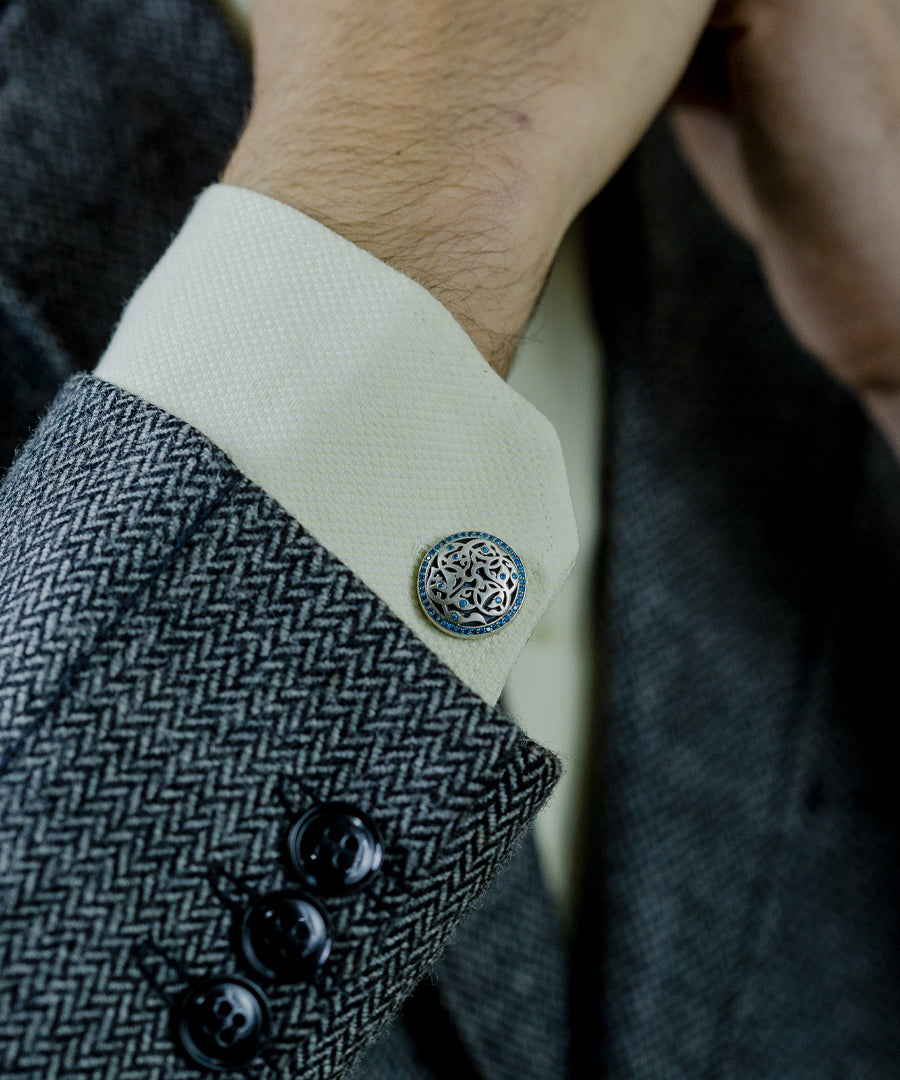 Bodhi Cufflinks - Aqua Blue Gemstones